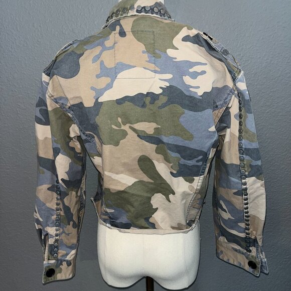 ZADIG & VOLTAIRE CAMO CAMOUGLAGE STUDDED CROPPED ARMY MILITAYRY JACKET -EUC - XS - Picture 8 of 16